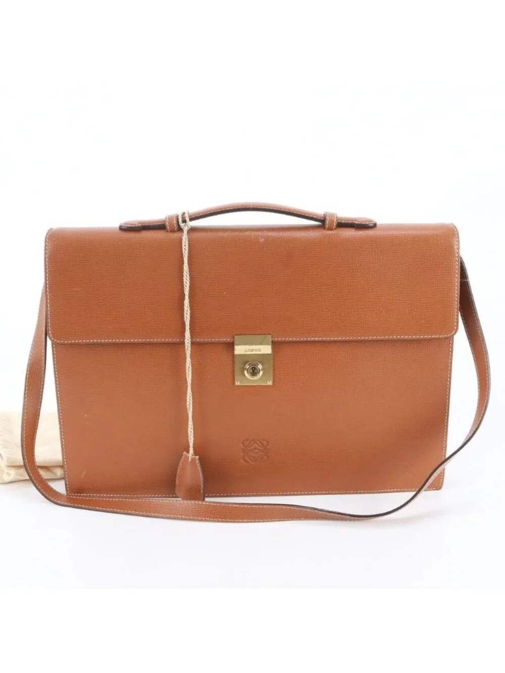 Loewe Anagram Leather 2-Way Business Shoulder Document Briefcase Tote